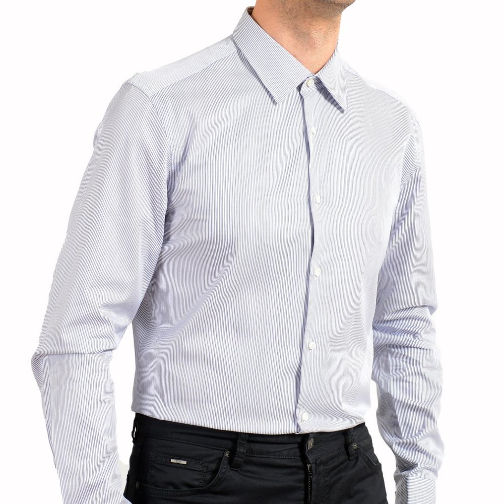 Hugo Boss Men's "T-Carl" Slim Fit Striped Long Sleeve Dress Shirt - Picture 5 of 9